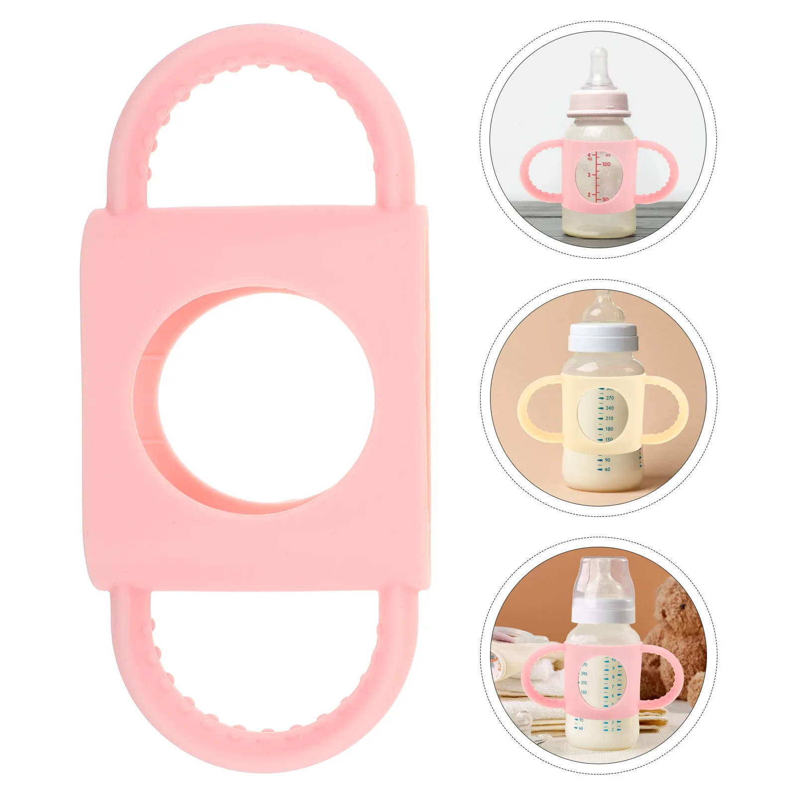

2Pcs Silicone Baby Bottle Handles Wide Neck Feeding Bottle Sleeve Nonslip Grip Ergonomic Shape for Sippy Cup Transition Motor