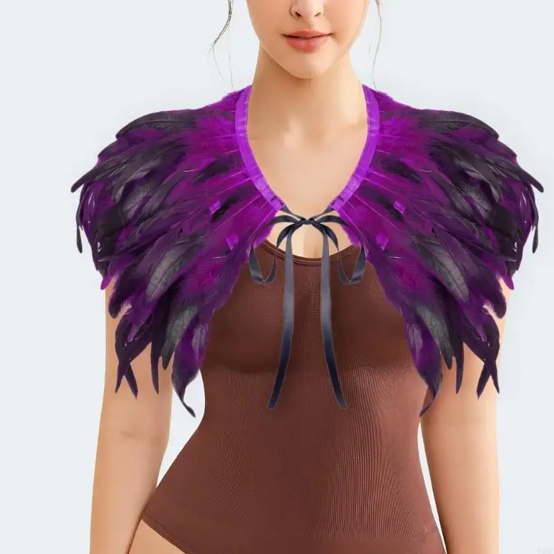 Y5GC llamativo chal plumas para mujer Halloween Cosplay 1920 Syle encogimiento encogimientos