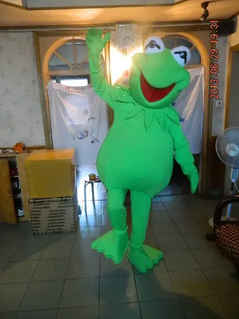 

2026 Новая версия костюм талисмана лягушки Кермит для взрослых, нарядное платье на день рождения, Хэллоуин, косплей, одежда на Рождество