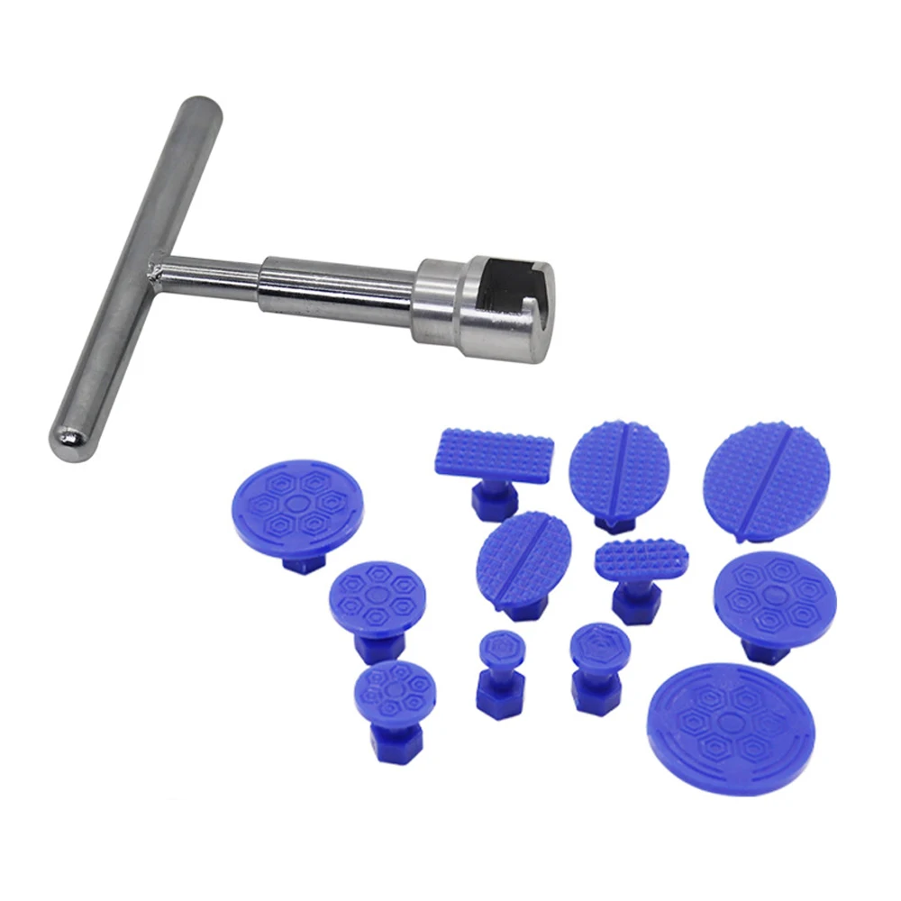 With 12PCS Tabs Suction Cup Dent Repair Kit Car Body Dent Remover Tool Auto Repair Sheet Metal Kit Car Dent Repair T-bar Puller