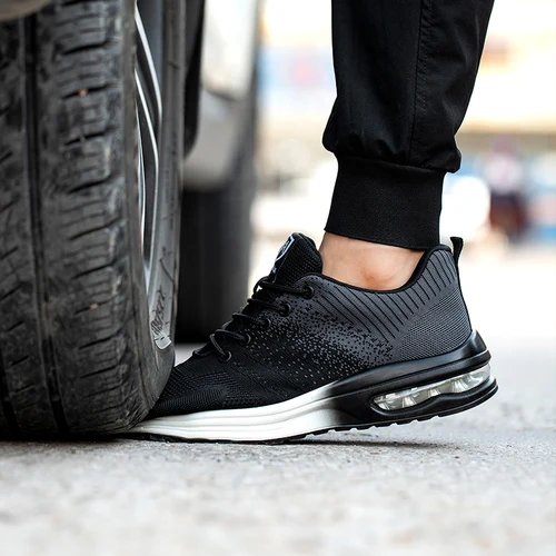 Imagen 2 del producto Zapatos de trabajo protectores antigolpes para hombre y mujer, zapatos indestructibles antipinchazos, zapatos de trabajo con cojín de aire, zapatos de seguridad con punta de acero para hombre