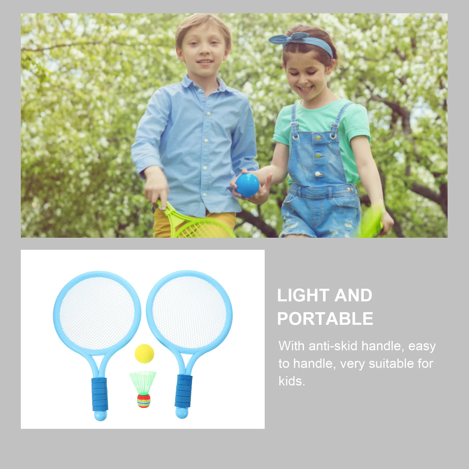 

2 Pcs Kids Sports Toys Tennis Racket Prop Paddle Game Badminton Racquet Children