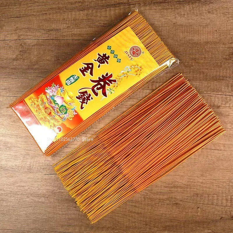 32.5CM Non-smoking Gold Roll Money Incense Stick Natural Materials Household Temple Offering Worship Buddha Praying Incense
