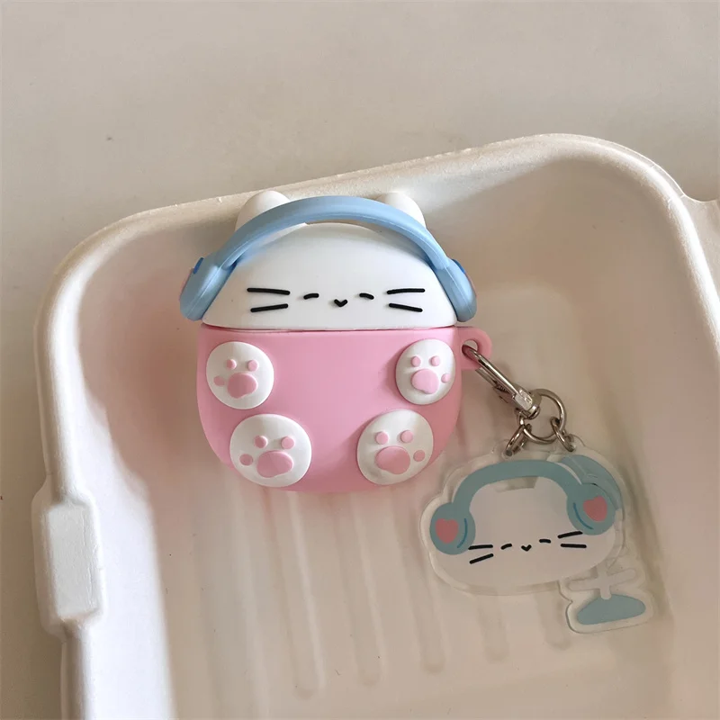 

For Airpods 1 2 3 4 Pro/pro2 Pro 3 2025 Cute Silicone Soft Sleeping Cat Earphone Cover Protective Sleeve Case with Cat Pendant