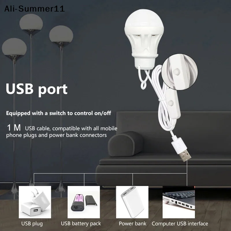 【Wq0】5V Led Lantern Camp Light Lamp Usb Emergency Bulb Hanging Tent Lamp For Work BBQ Fishing Repair Out Door Camping Equipment