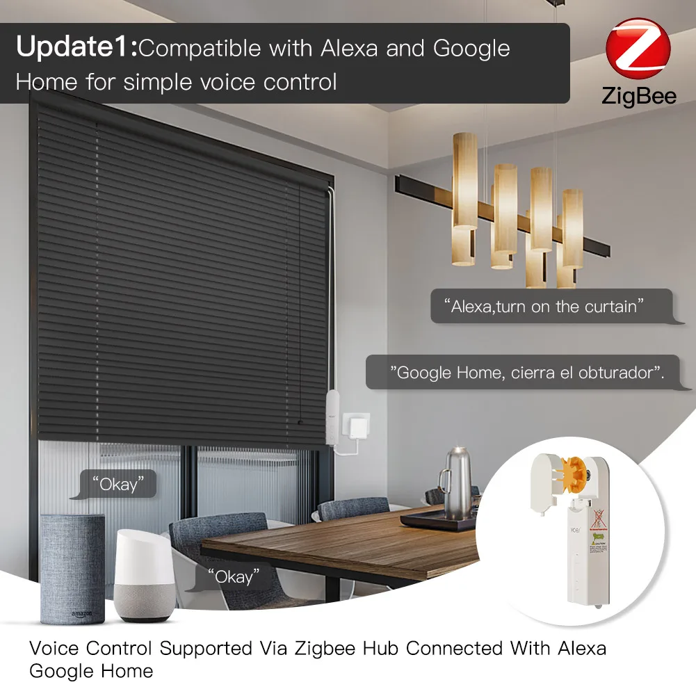 ZigBee Smart DIY Motorized Roller Blinds/Shades Drive Motor Hub Tuya Smart Life APP Alexa Google Home Voice Control