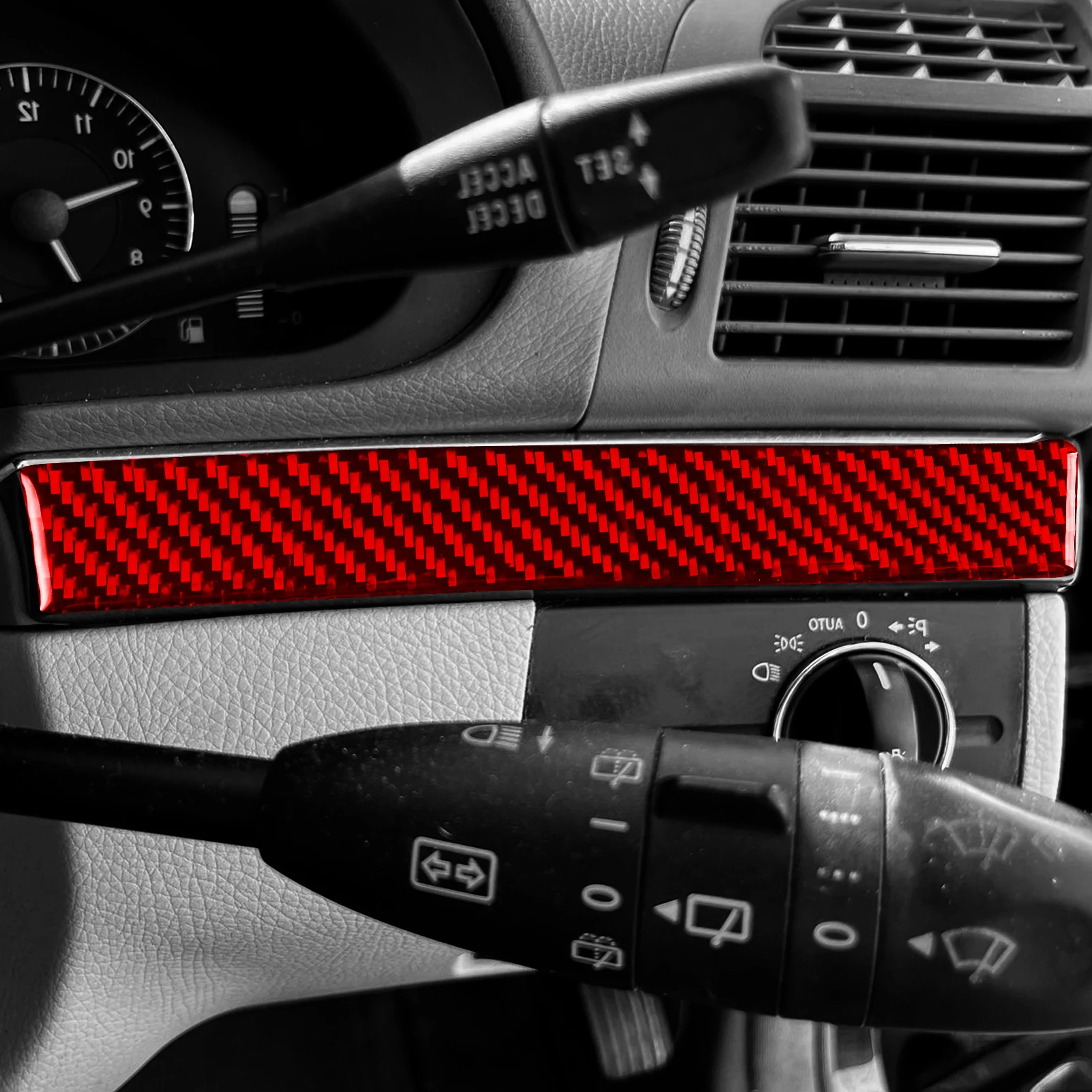 For Benz E-Class W211 2003-2009 Dashboard trim for the front of the vehicle Red Soft Carbon Fiber Interior Accessories Stickers