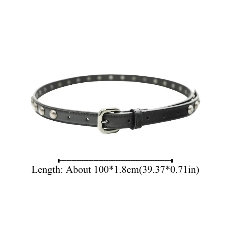 New Vintage Women's Belt American Thin Leather Rivet Waist Belt Punk Style Casual Dress Jeans Belt Spicy Girls