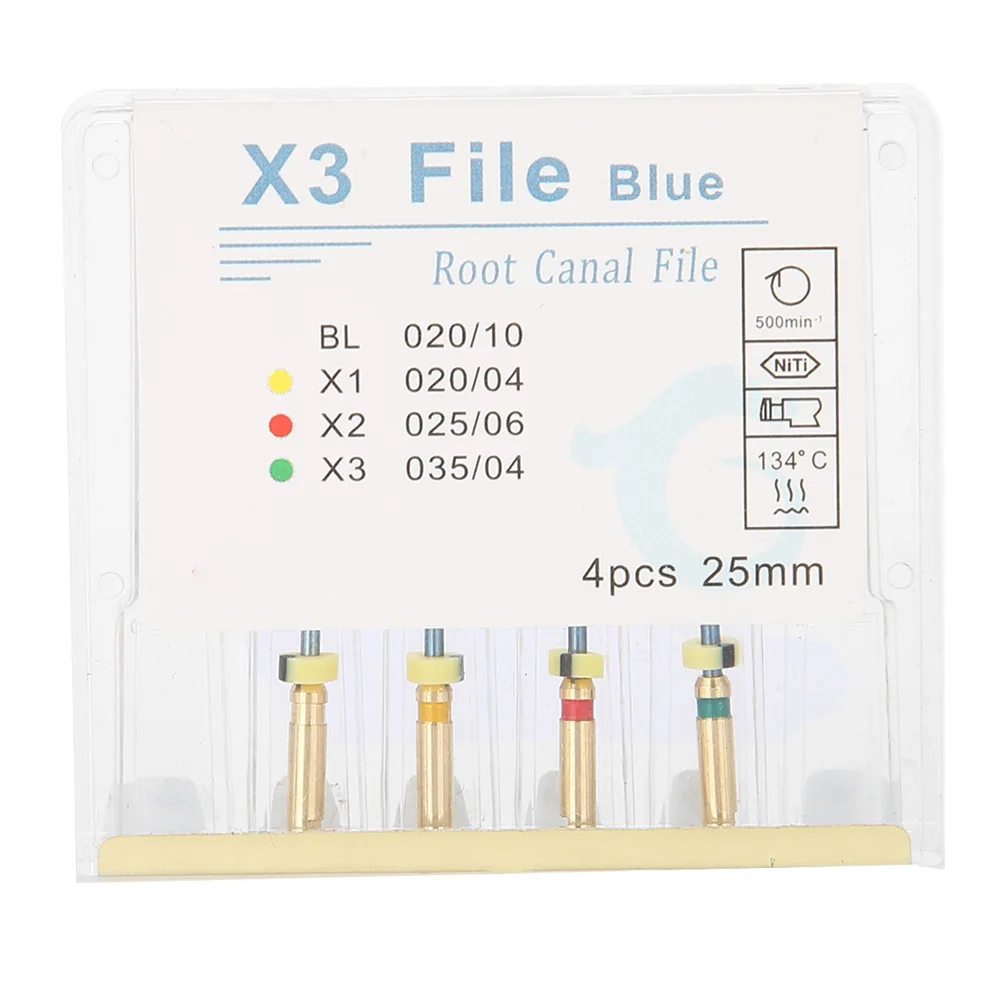 คลองรากฟันอุปกรณ์ทันตกรรม4ชิ้นไฟล์ X3รากฟัน