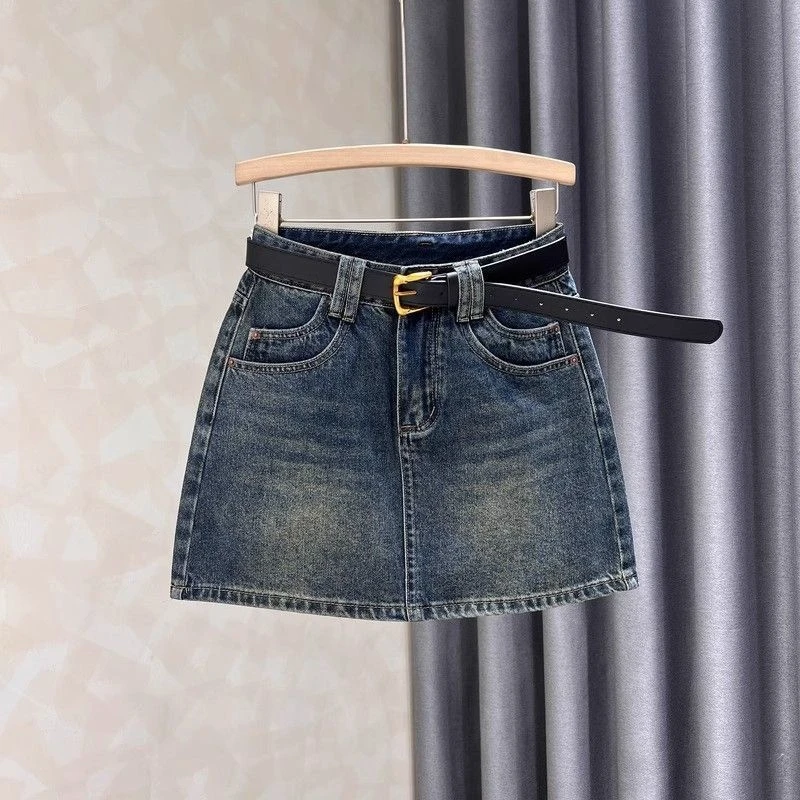 

Retro Denim Mini Skirt Women High Waist Slim Fit Stretch Casual Summer New Arrival 2024 Pencil Skirt Anti Static