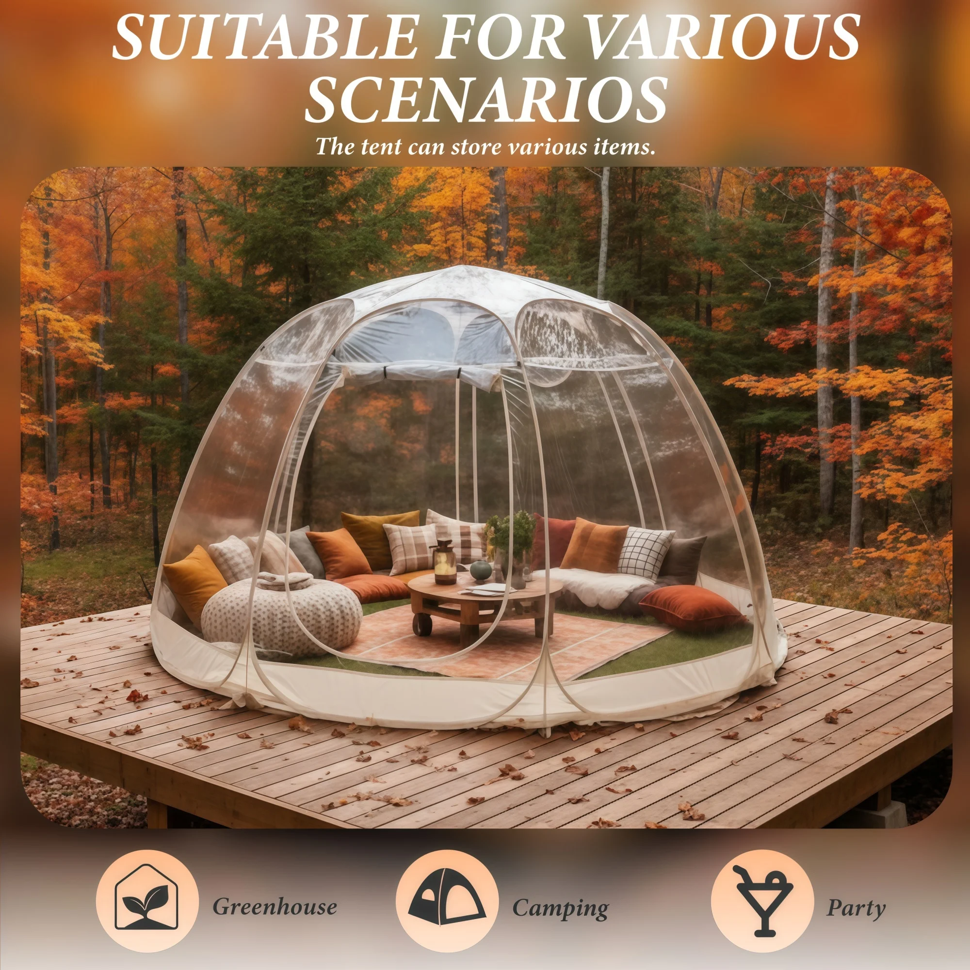 Large Quick-Set Bubble Tent Portable Outdoor Igloo Extreme Cold Resistant Winter Shelter for Camping And Backyard Use