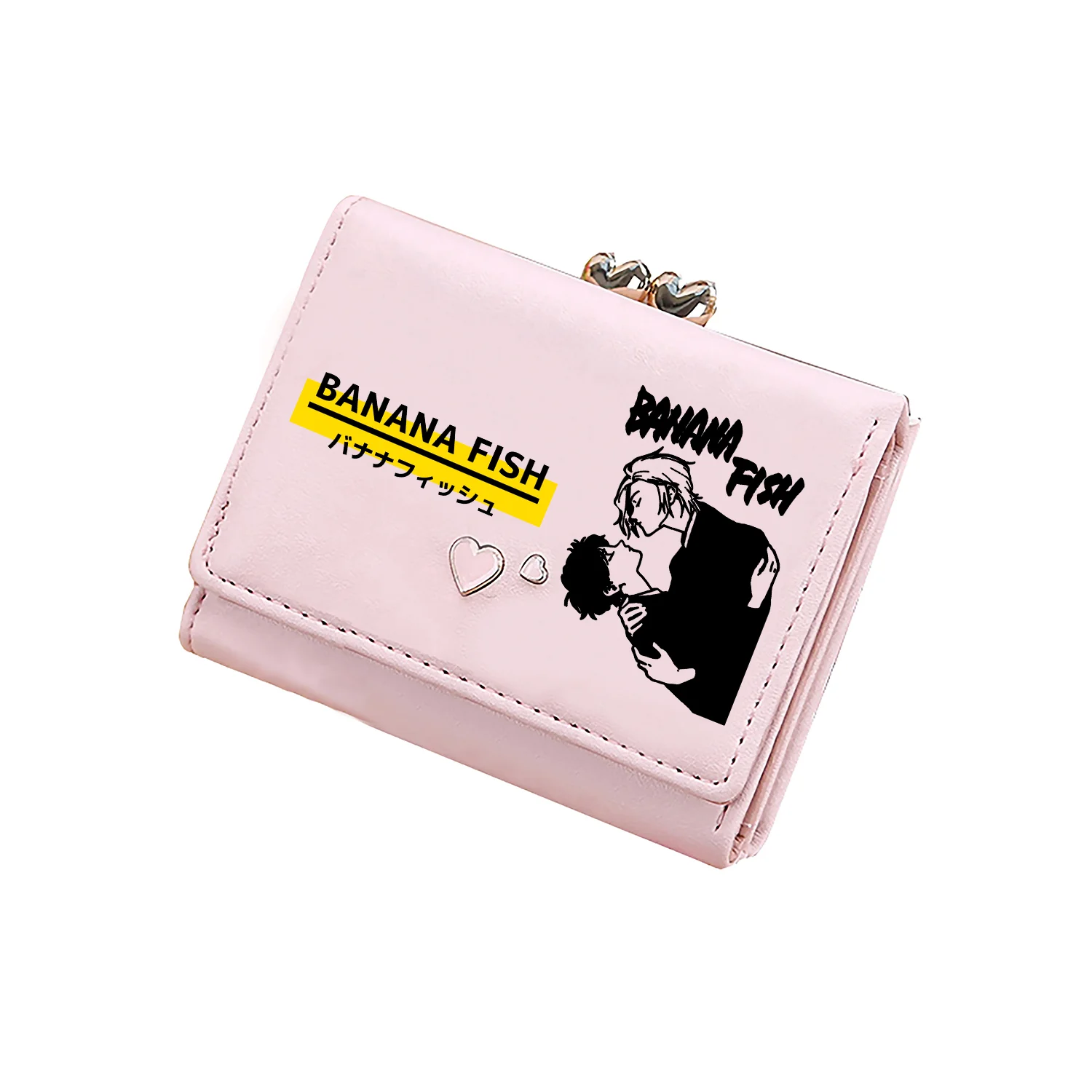 BANANA FISH Kawaii Coins Purses Ash Lynx Anime Short Wallets Pink Cute ID Card Holder Pu Leather Small Money Bags Girls Clutch