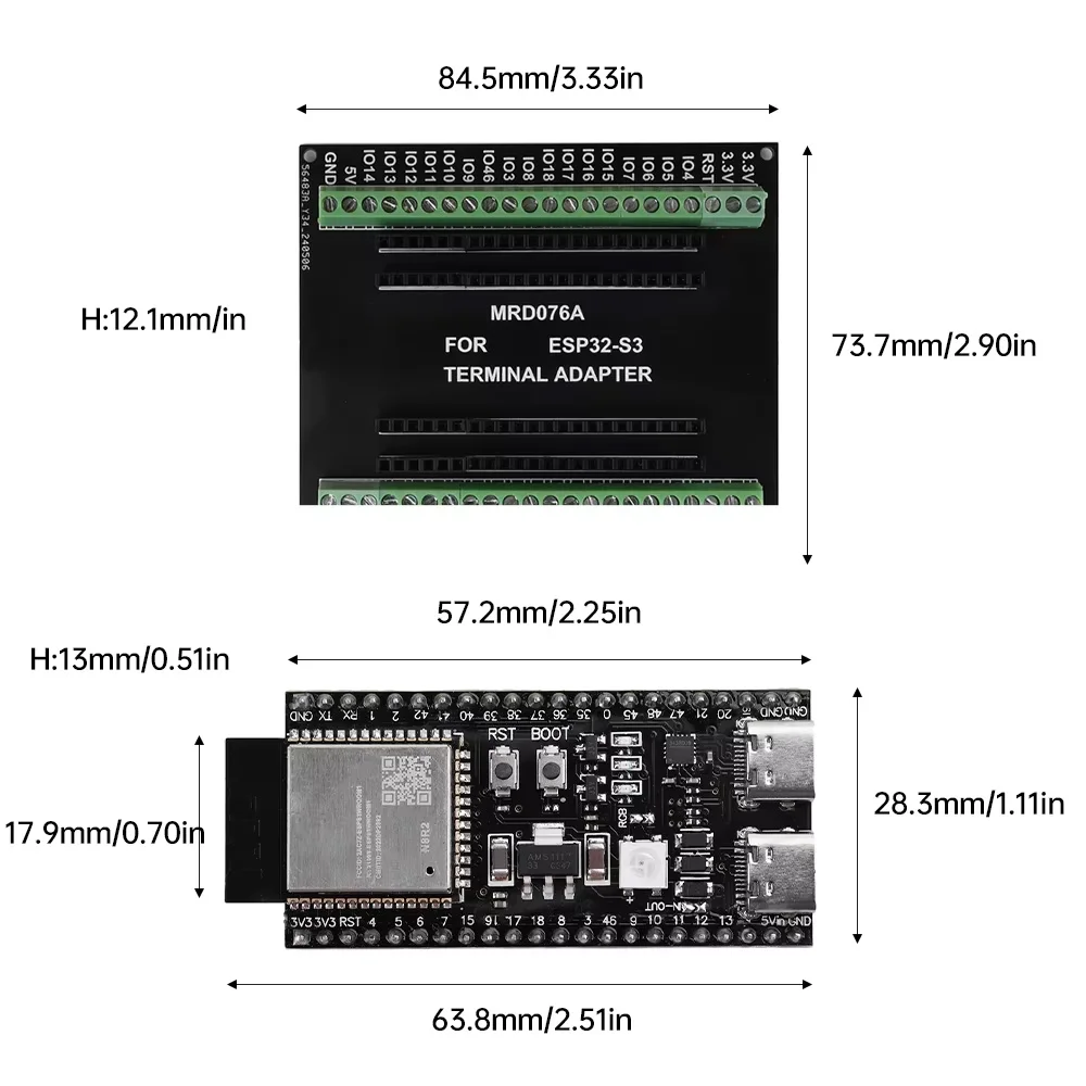 ESP32-S3 GPIO Плата разработки IoT Плата расширения 44-контактный для N8R2 N16R8 ESP32-S3 WiFi Bluetooth-совместимый модуль 5.0