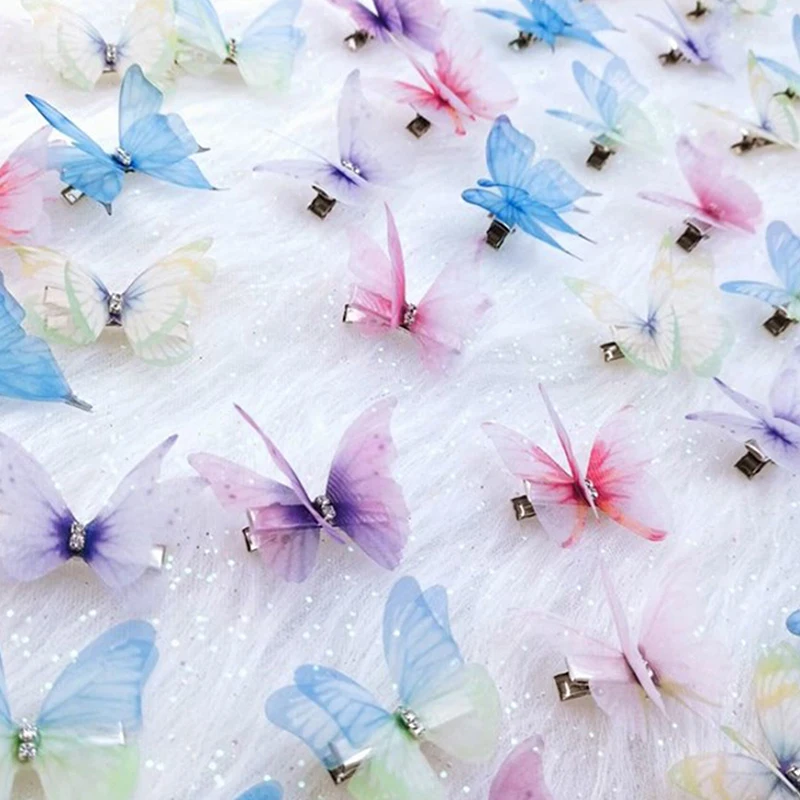 5PCS New Cute Princess Mesh Double-layer Butterfly Lovely Girls Hairpins Children Headwear Hairgrip Hair Clips Hair Accessories