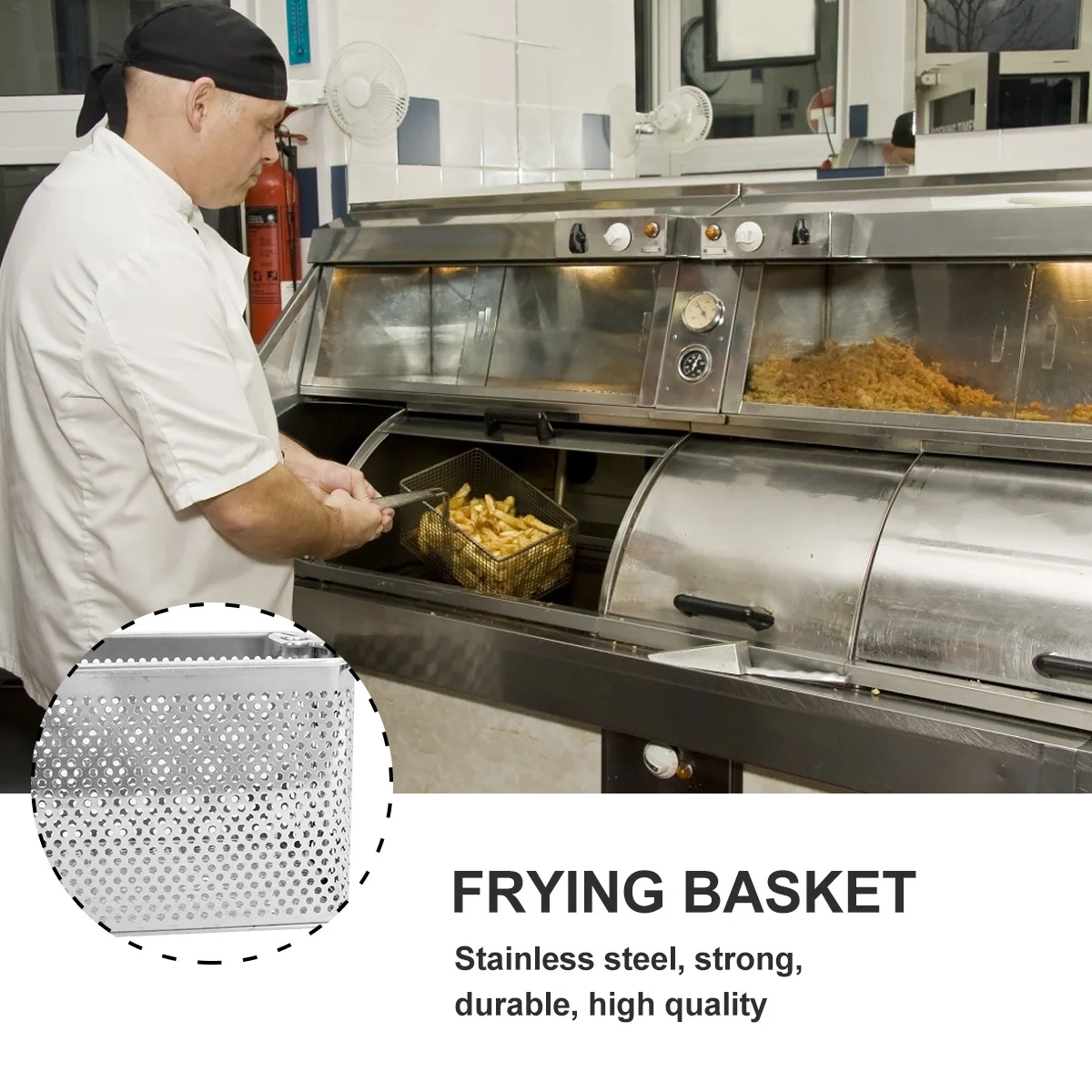 

Stainless Steel Frying Basket Square Drain Basket Detachable Handle Oil Drain Fry Grid for Fried Chicken French Fries Chips