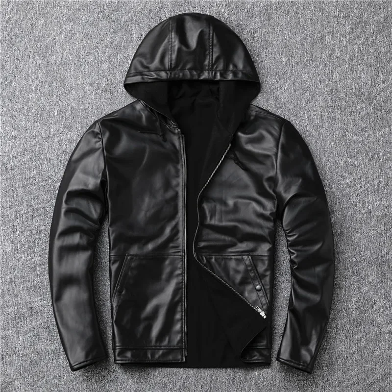 

shipping.plus Free size mens thicker cotton genuine leather coat,winter warm outdoor jacket.sheepskin clothes.quality