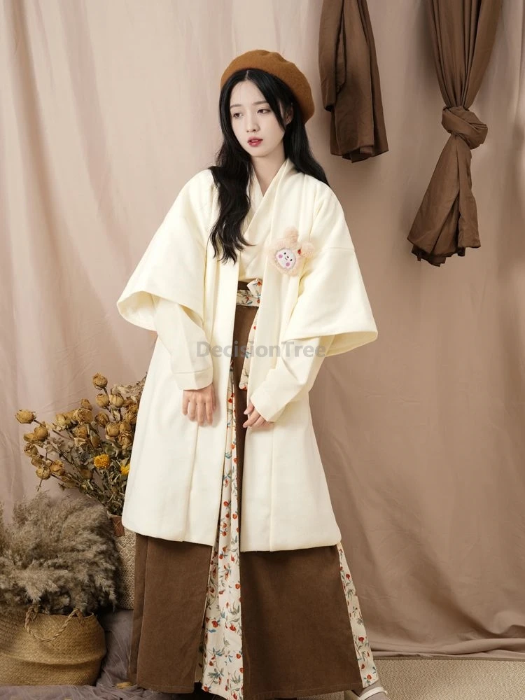 

Улучшенный повседневный комплект ханьфу в стиле китайской песни 2025 года, современная винтажная утепленная теплая зимняя одежда, модный элегантный наряд ханьфу