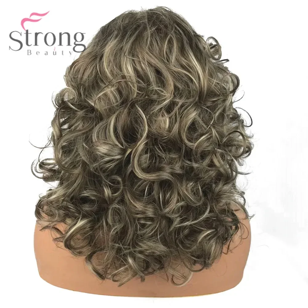 StrongBeauty Women\'s Synthetic Wigs Long Curly Hair Beige Blonde Mix Capless Natural Wigs