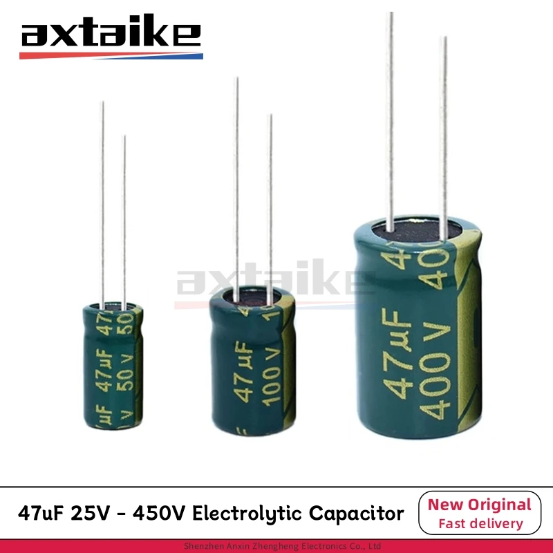 10-50PCS 47UF 25V 35V 50V 63V 100V160V200V 250V 400V 450V 5*11/8*12/13*20 High Frequency Low ESR Aluminum Electrolytic Capacitor