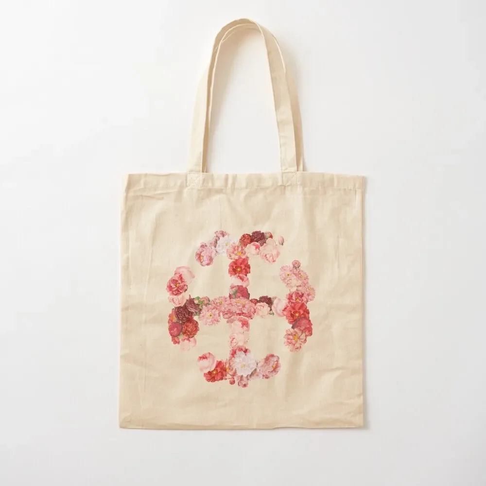

pink floral french cross Tote Bag tote bags cloth bags ecological bags sacs de shopping Canvas Tote Bag