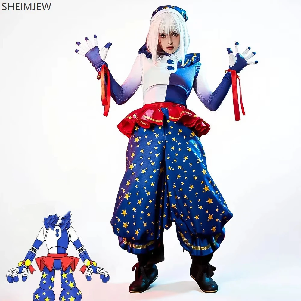 

Вязвимость безопасности Лунный падение костюм клоуна для взрослых карнавальный цирковой костюм Хэллоуин косплей синий клоун костюмы для выступлений комплект