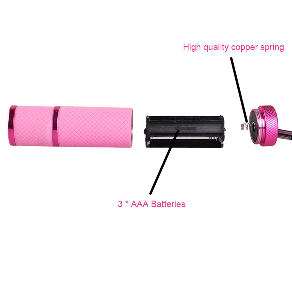 ไฟฉายขนาดเล็กสำหรับเครื่องอบเล็บเจลยูวีแบบพกพา ไฟฉายเล็บ 9 หลอด LED 395nm ไฟฉายยูวีสำหรับตรวจสอบ