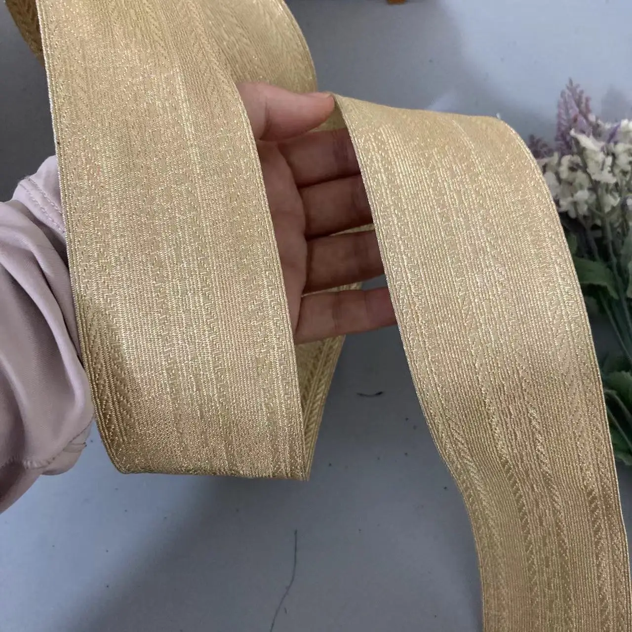 

1 Yard Gold 5cm Lace Trim Ribbon Gold Thread Webbing Ethnic Style Clothing Webbing Embroidery Sequin Fabric Jacquard Accessories