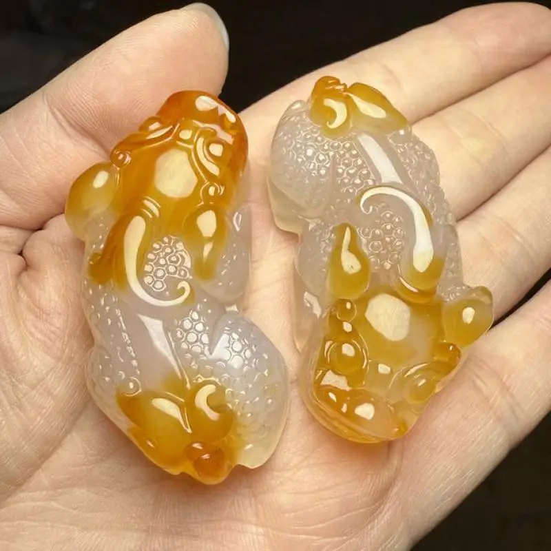 

Natural Myanmar Jadeite Yellow Jade Pixiu Necklace Men Women Genuine Grade A Burma Jade Feng Shui Pixiu Lucky Amulet Necklaces