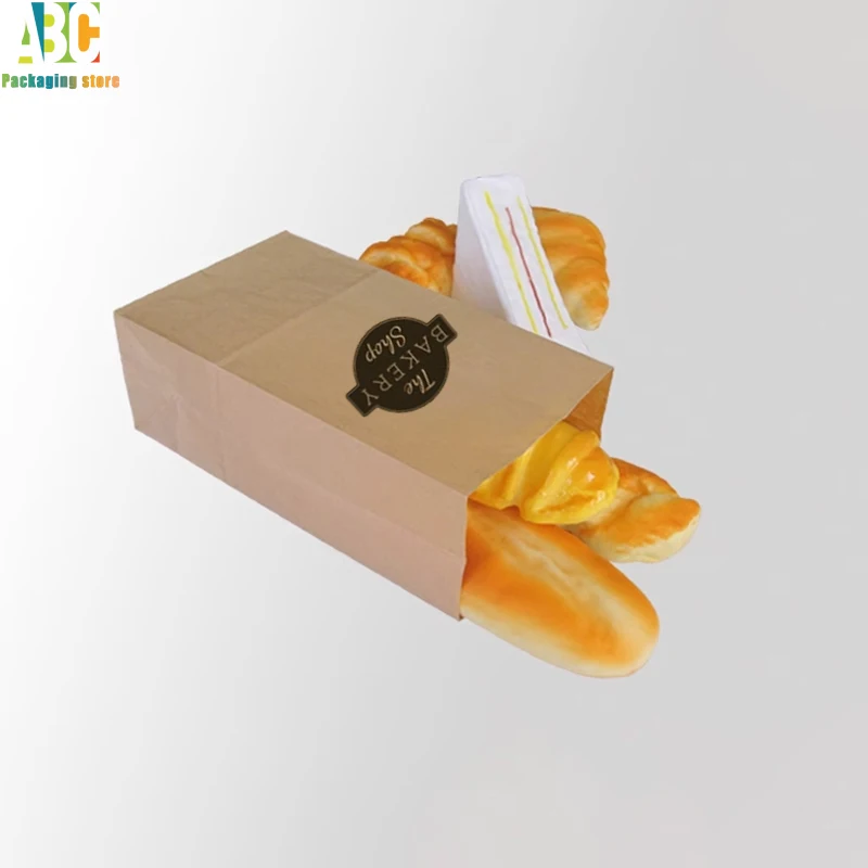 Sacchetti personalizzati per l'imballaggio del pane in carta Kraft, a prova di olio, cibo per la colazione, pacchetto di verdure, sacchetto per Toast per feste, forniture per la cottura, Logo stampato