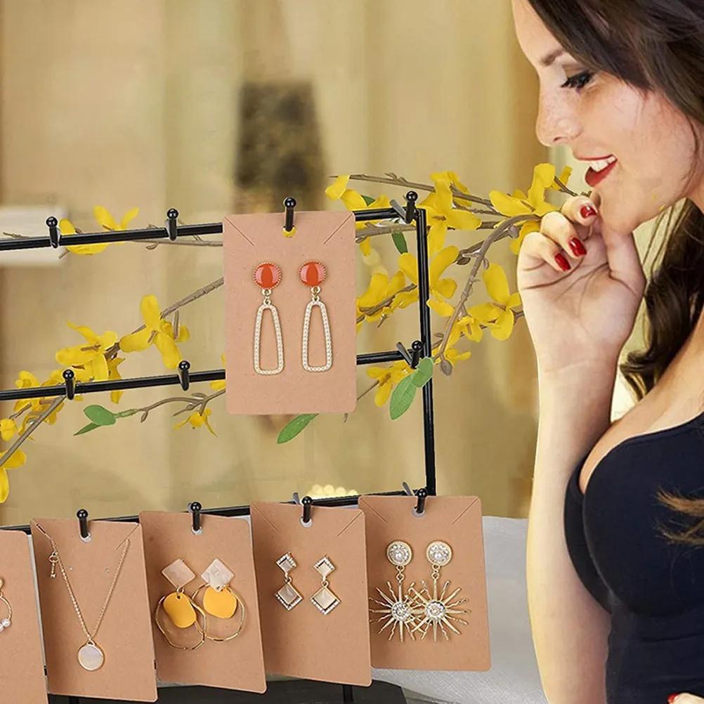

50Sets Earring Display Cards Holder Stud Tags Self Seal Bags Jewelry Packaging for Earrings Display Earring Cards