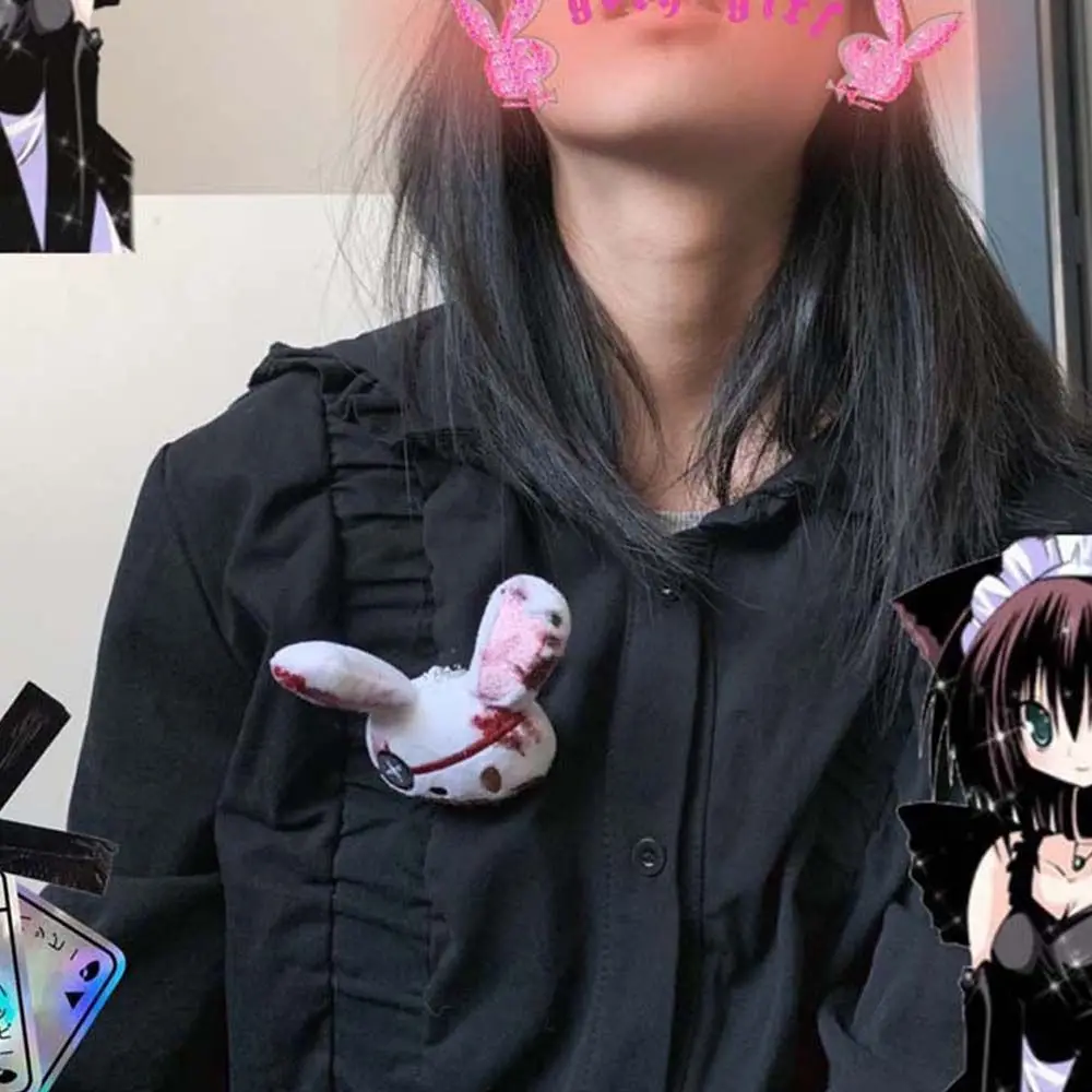 怖いクリエイティブ隻眼ぬいぐるみ女性のカップル原宿ハロウィンキーリングウサギキーホルダー動物バッグペンダントファッションジュエリー