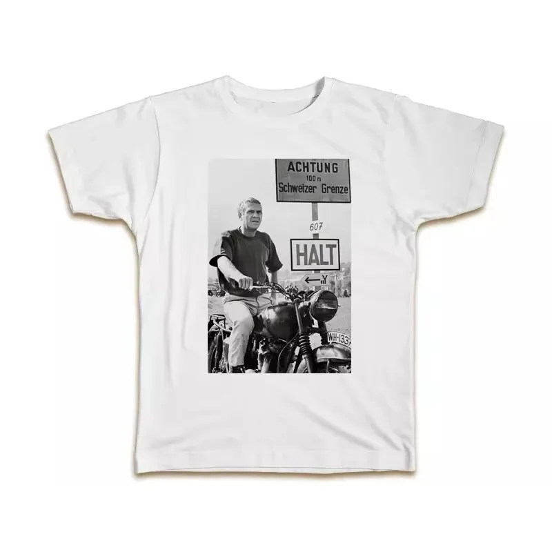 Steve McQueen's „The Great Escape“ Print Sommer Neues Herren-T-Shirt Street Casual Trend Paar Hip-Hop