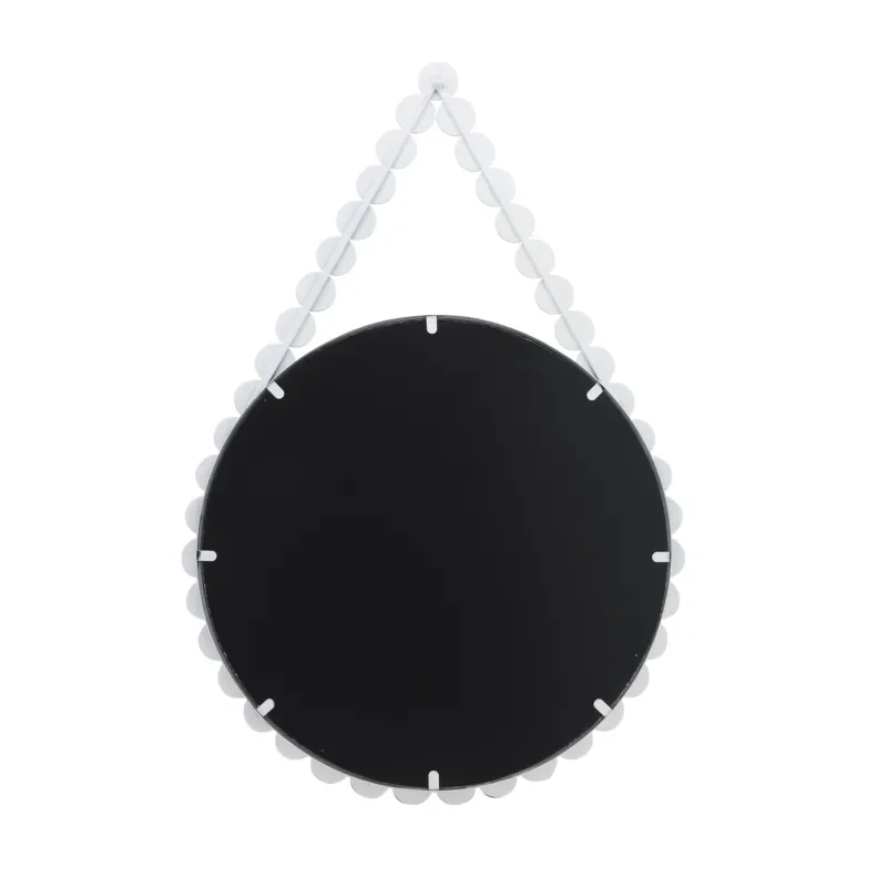 Teardrop wall mirror with wooden bead frame decoration dresser mirror bedroom bathroom office home decoration
