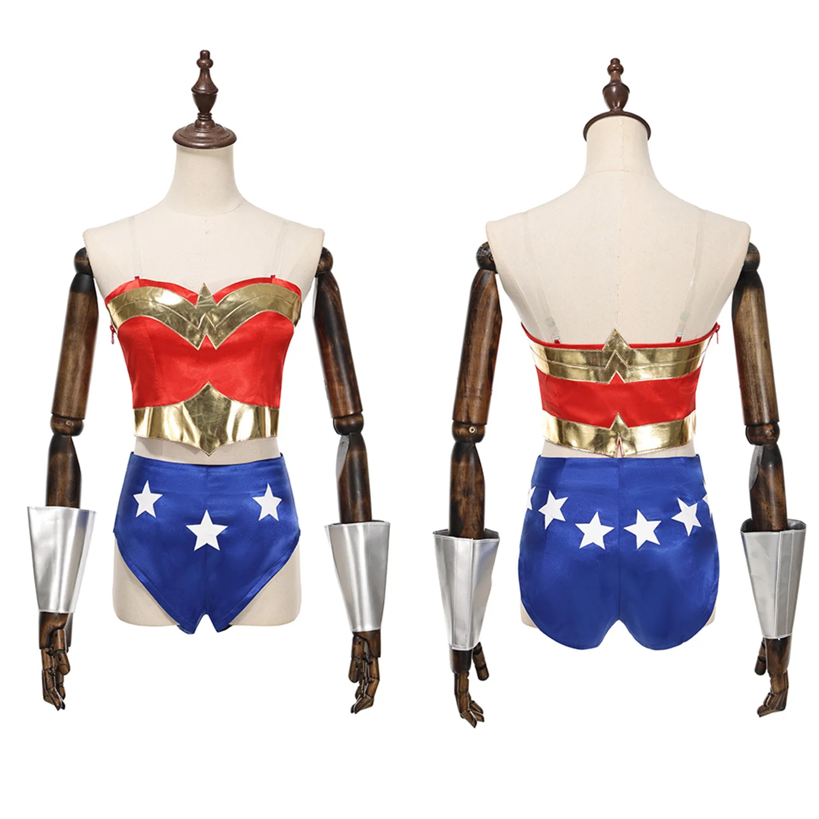 

Animation Wonder Diana Cosplay Costume Women'S Red Strapless Star Shorts Set With Forehead Wrist Protection Halloween Uniform