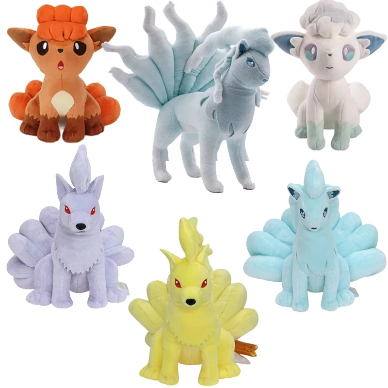 Brilhante ninetales vulpix brinquedos de pelúcia animal de pelúcia jogo charizard para presente colecionável, plushies macios personagem dos desenhos animados 20-30cm