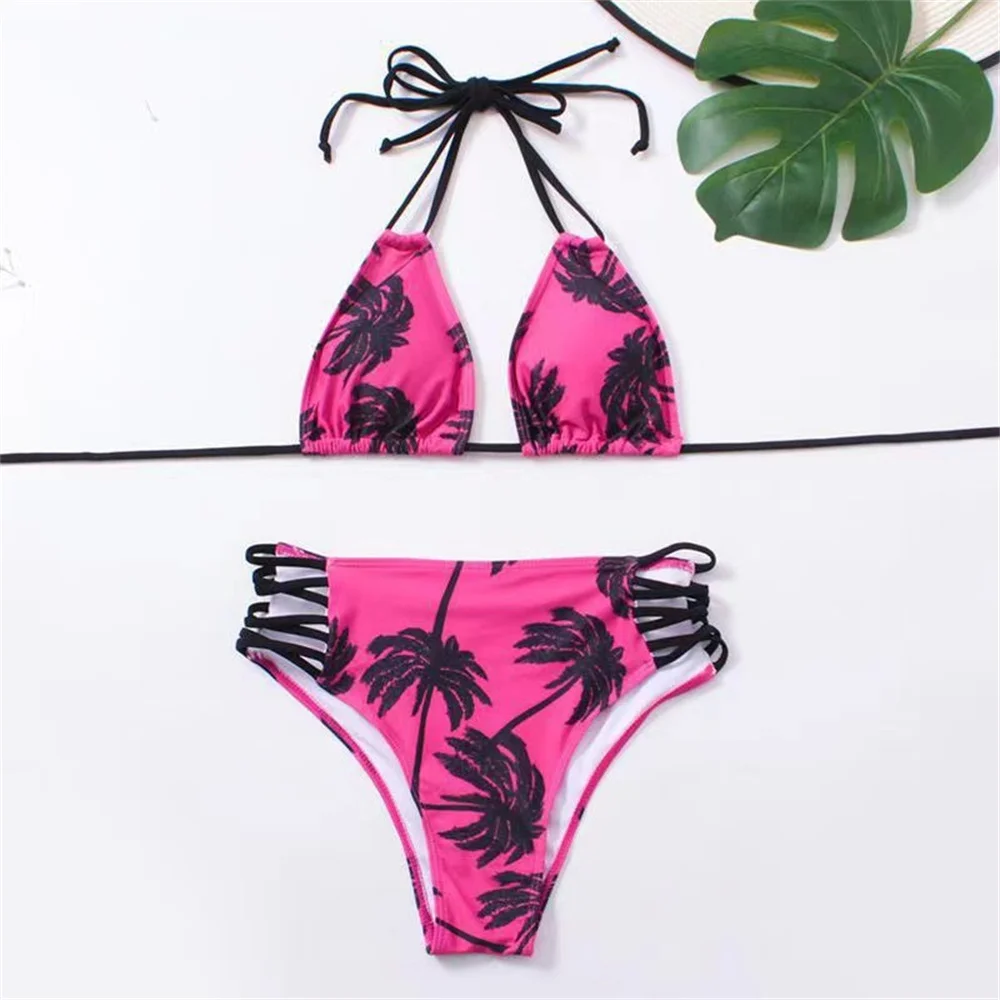 High Waist Bandage Swimsuit Micro String Extreme Bikini Tropical Print Push Up Backless Swimwear Women Brazil Beach Bathing Suit