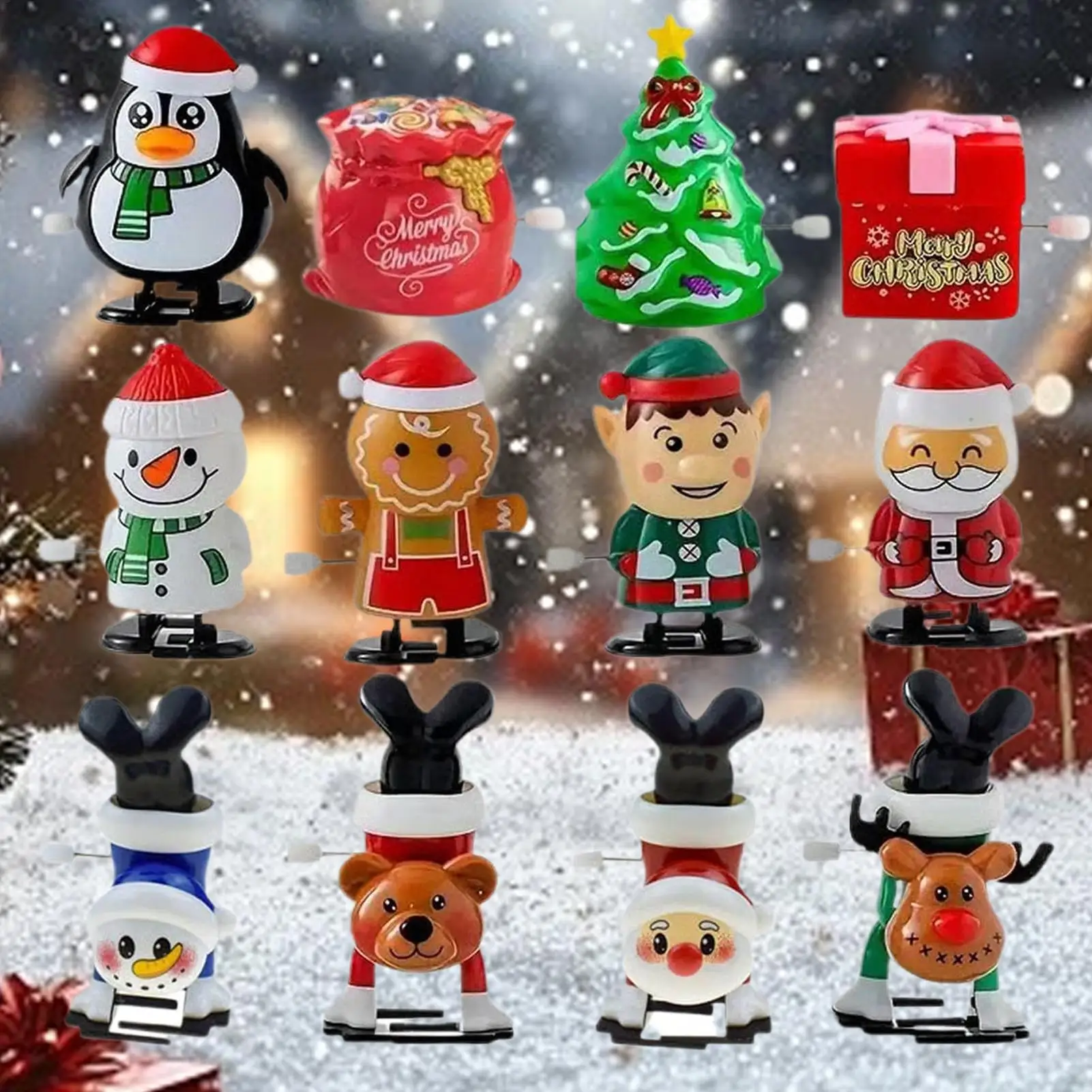 Christmas Wind Up Toys 12 Pieces Holiday Wind Up Game Christmas Clockwork Walking Toy for Party Gathering Classroom Family