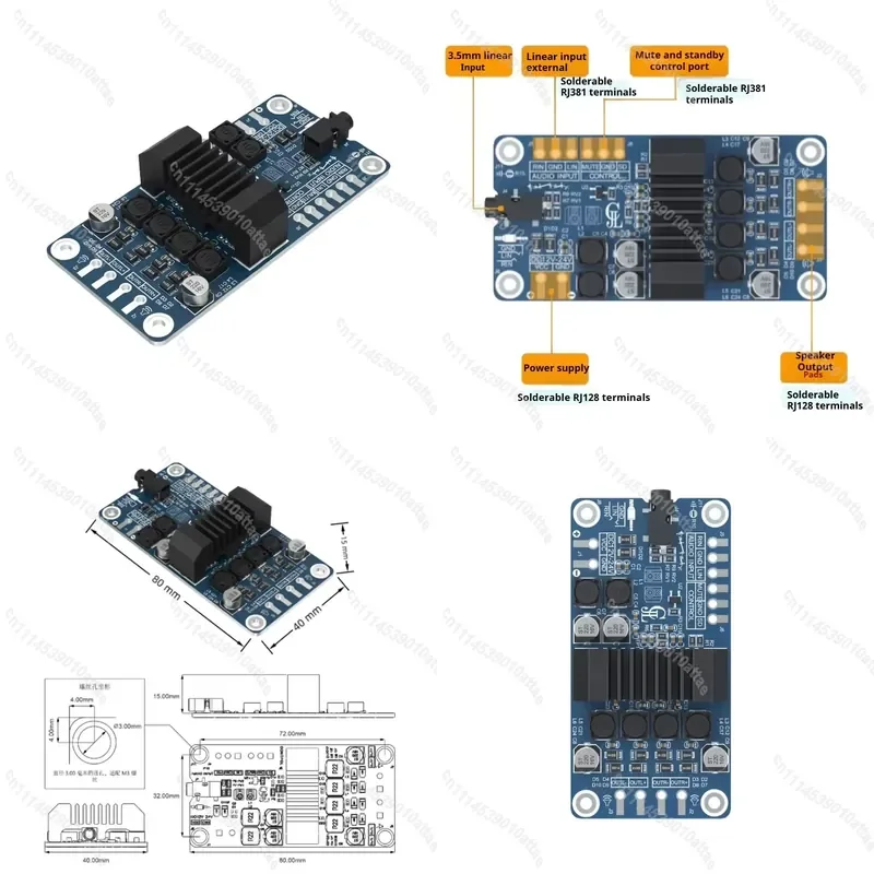 TPA3116 2x50W Stereo Power Amplifier Board DC 12V-24V Class D Audio Amp Module with 3.5mm AUX Input for DIY Speaker System