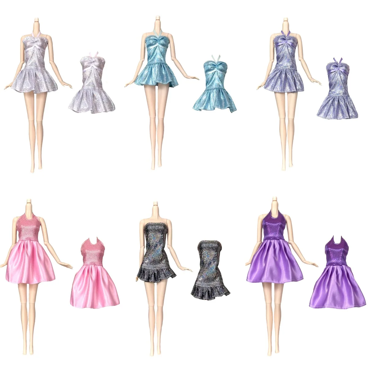 Fashion Sexy Off-the-shoulder Dress Sparkling Blingbling Evening Gown For 1/6 FR Babi Supermodel Doll Dress Up Clothes Parts