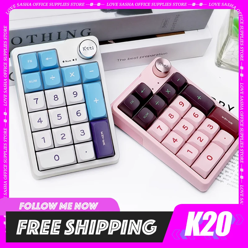 

Kzzi K20 Numeric Keypad 19keys Wireless Bluetooth Custom Knob Keyboards Rgb Mini Button Gaming Mechanical Hotswap Keyboard Pc