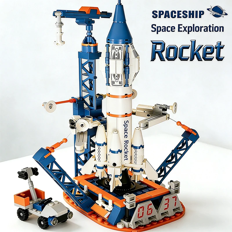 Aviation Manned Rocket Building Blocks Space Aerospace Station Model City Construction Bricks Toys for Children Holiday Gift - view 4