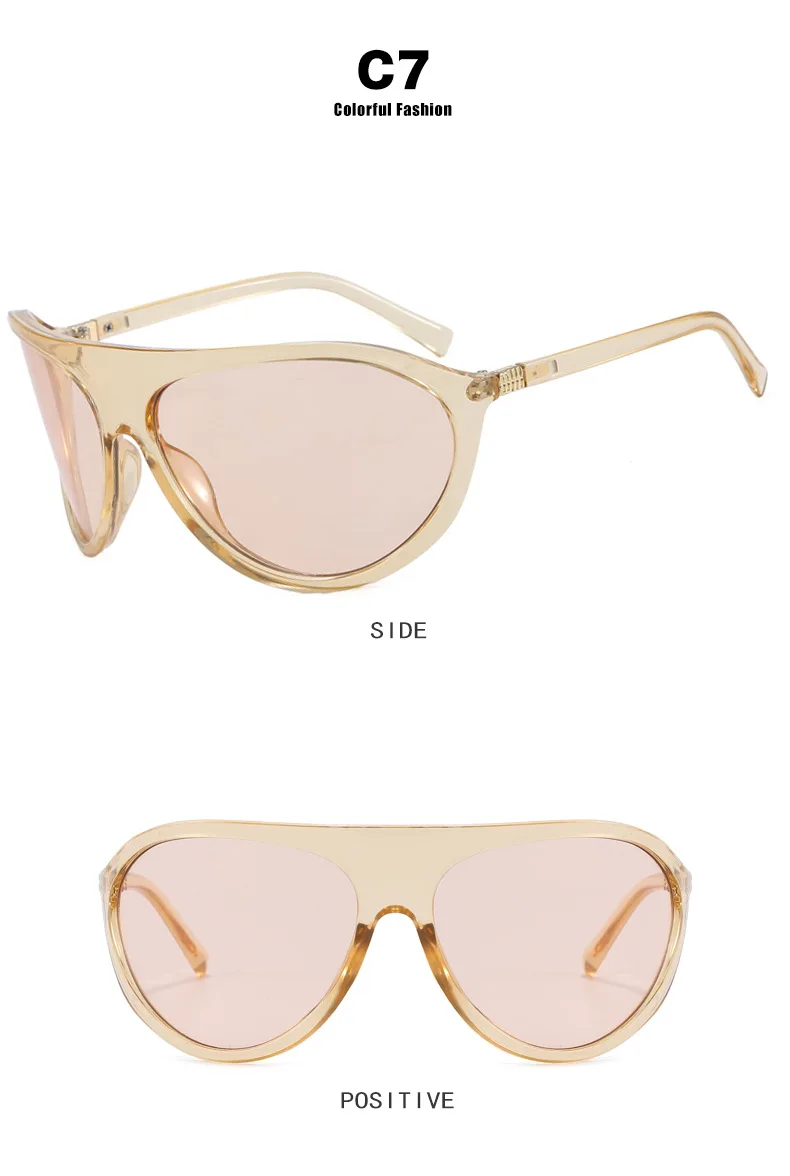 Neue Modemarke: Shield-Sonnenbrille für Damen, Vintage-Bogenrahmen, Übergroße Quadratische Sonnenbrille, Sexy Farbverlauf-Gläser für Damen zum Autofahren – Detail 13