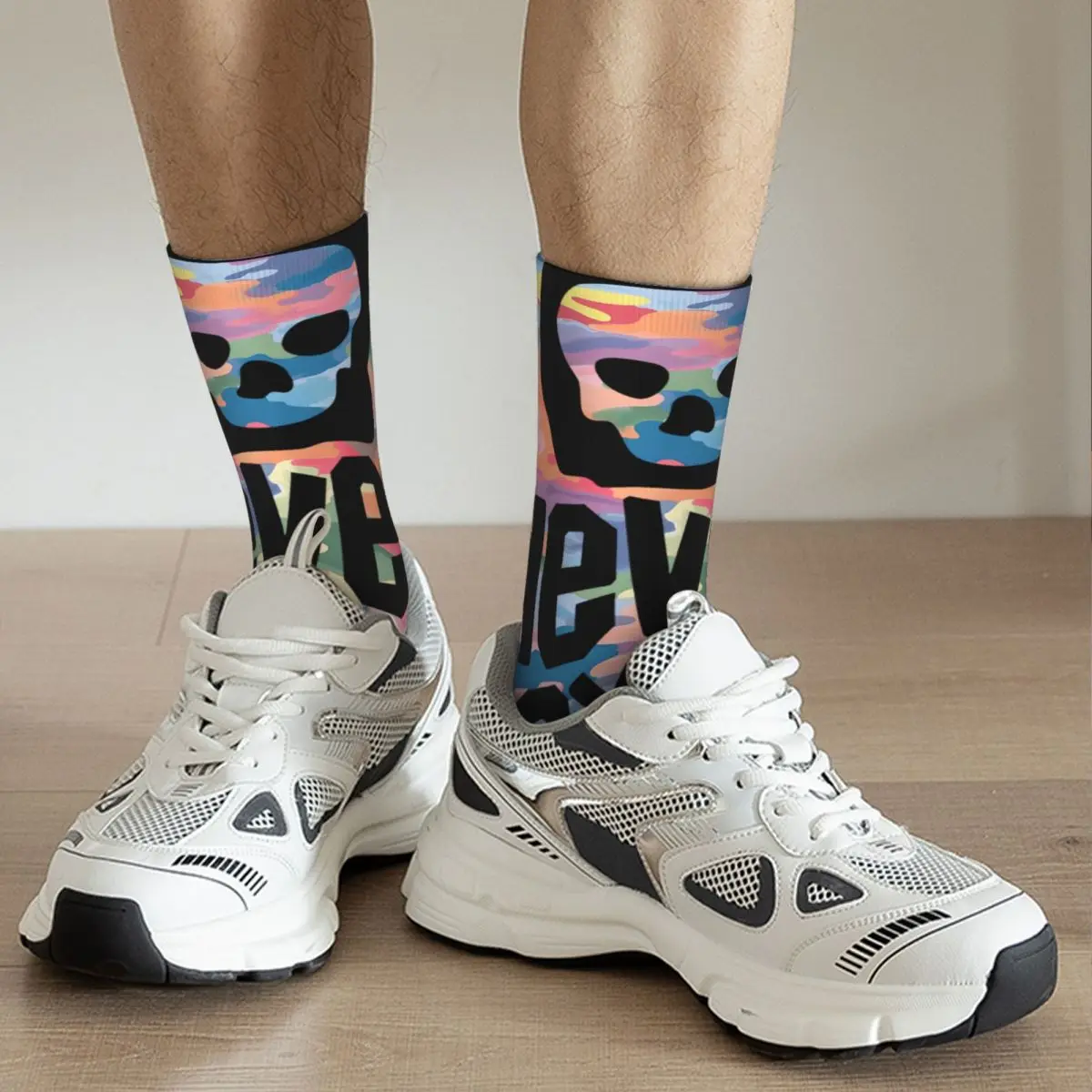 Crazy compression Handsome Sock for Men Harajuku N-Never Say Die Quality Pattern Crew Sock Casual