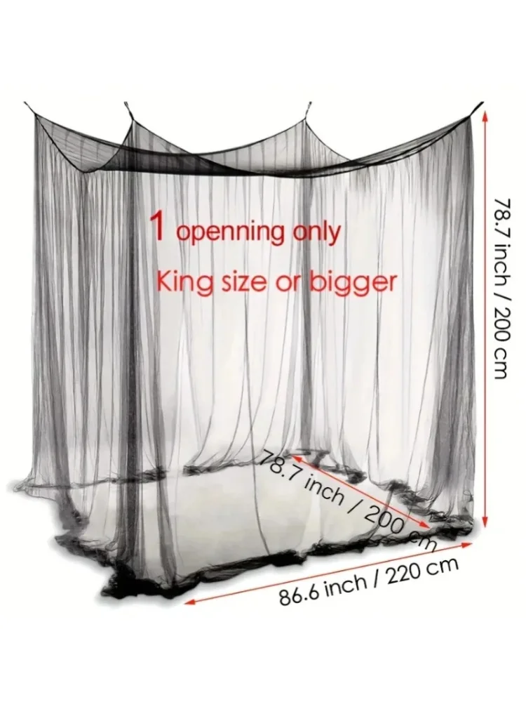 Moskitonetze: Elegantes Vier-Türen-Himmelbett für King/Queen-Size-Doppelbetten und Einzelbetten – Insektenschutz für den Innen- und Außenbereich, quadratisch, weiß