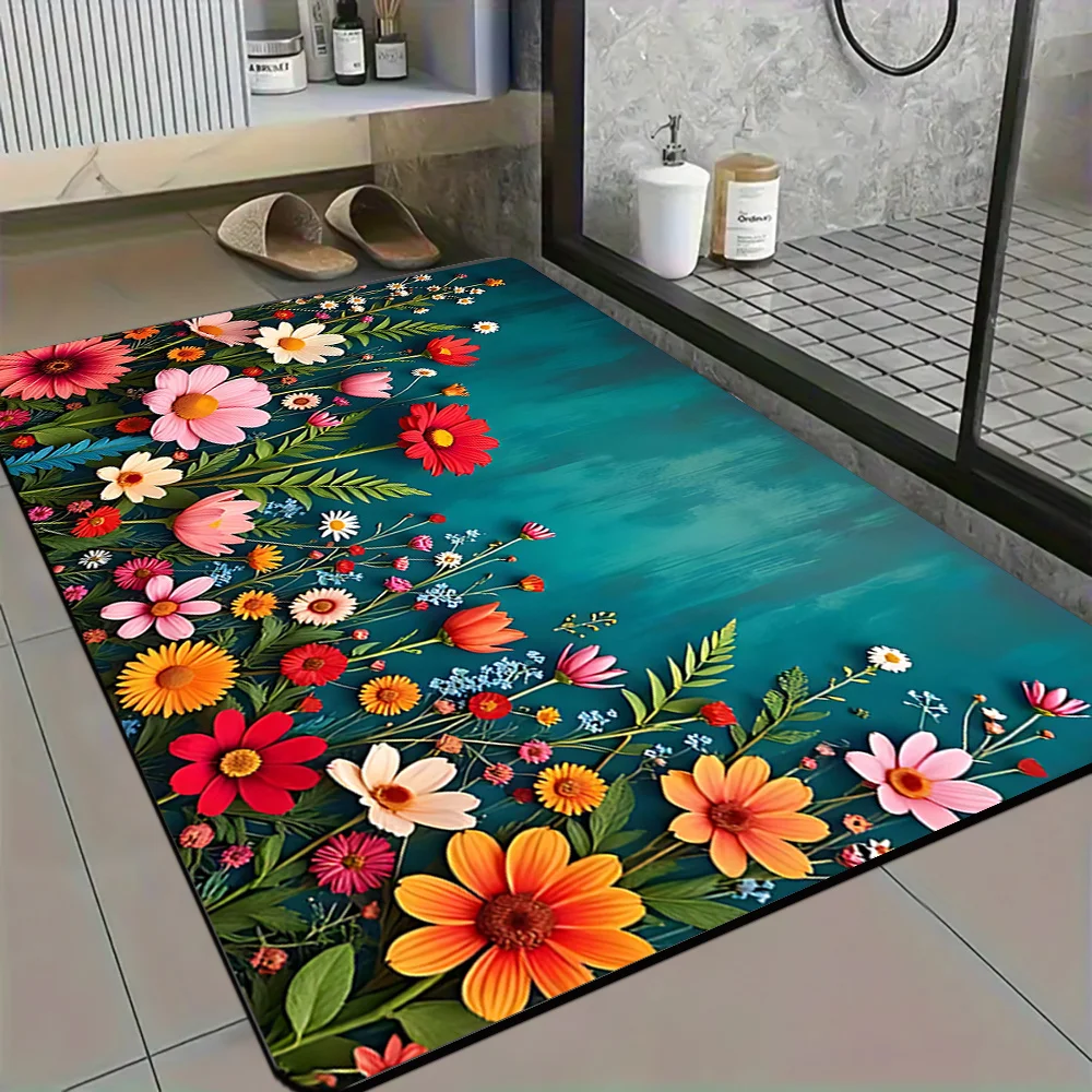

VIKAMA весенний цветок коврик для ванной комнаты душ туалетные двери водопоглощающий нескользящий ковер украшение дома