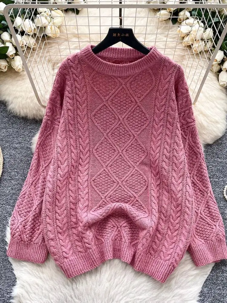 البلوزات النساء الخريف الشتاء كسول نمط بلوزة كاجوال محبوك أعلى الإناث فضفاضة طويلة الأكمام الشارع الشهير الكورية #4