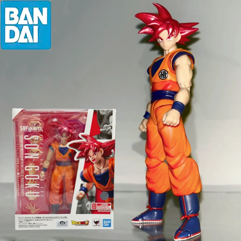 

Original Bandai S.H.Figuarts Dragon Ball Z Son Goku Super Saiyan God Red Hair Pvc Anime Figure Toys Action Movable Model Gift