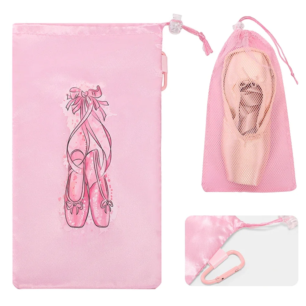 Bolsa de baile de malla portátil, bolsa de almacenamiento de zapatos transpirable, organizador de Ballet para niñas, bolsas para zapatos, bolsa con cordón para zapatos de baile