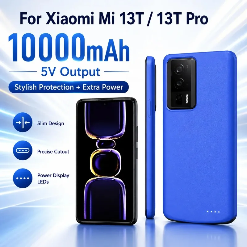 10000mAh Battery Case for Xiaomi 13T 13T Pro Slim Lightweight Portable Power Bank Cover Simultaneous Charging with Phone