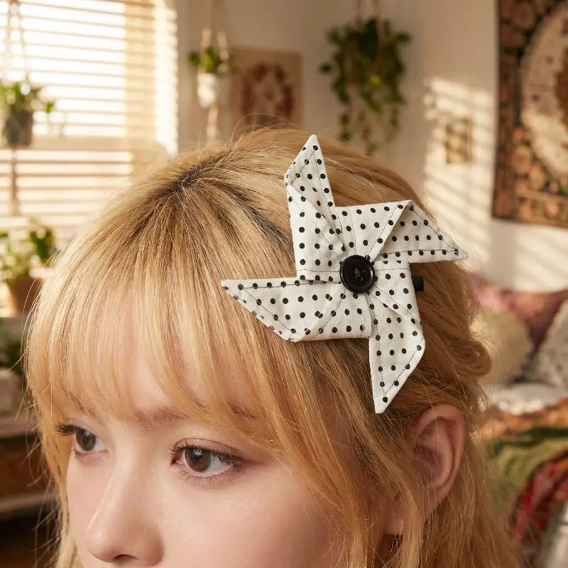 Funny Polka Dot Windmill Shaped Hair Clip Cute Y2K Style Creativity Hair Clip For Daily Wear Photoshoot Girls Hair Accessories